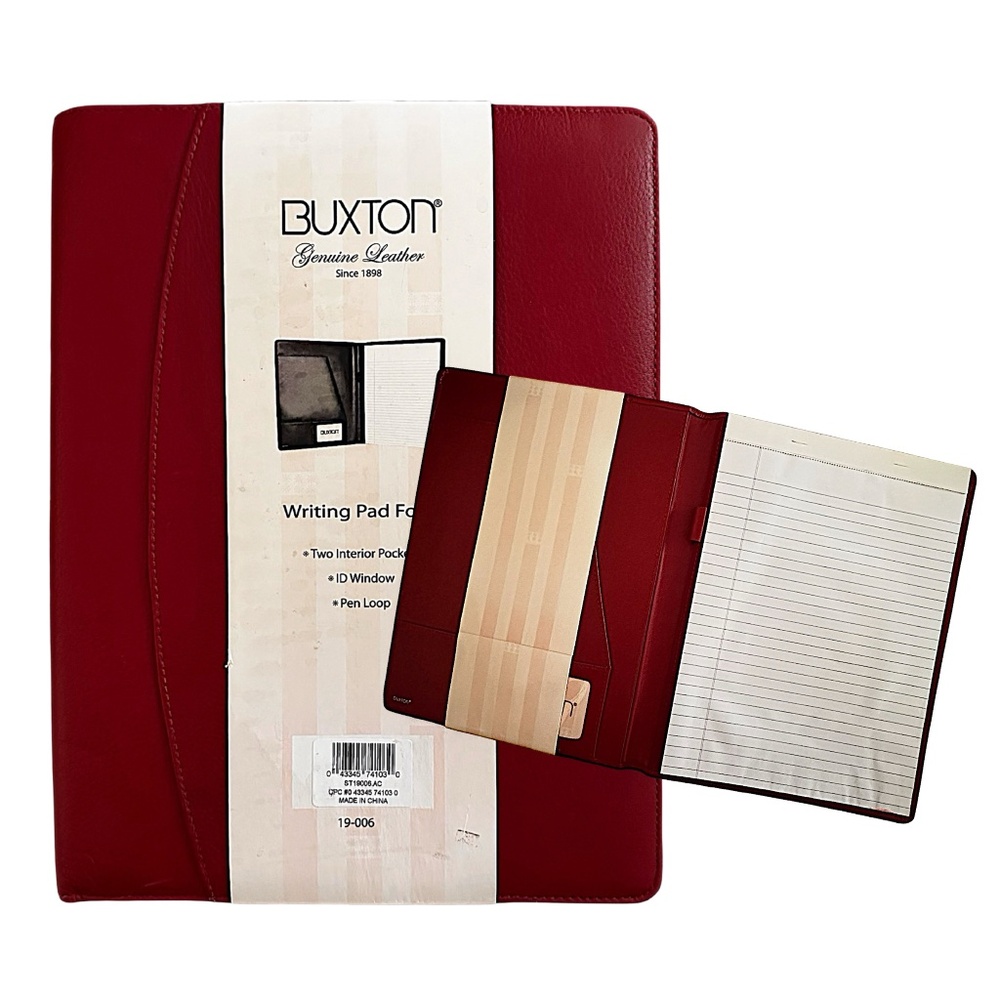 BUXTON Red Leather Writing Pad Folio 9”x 12”